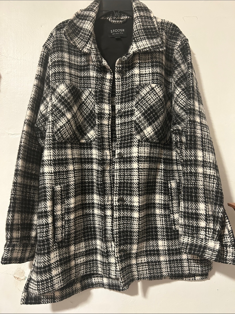 Stoosh Black and White Plaid Utility Jacket